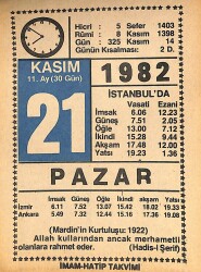21 Kasım 1982 Takvim Yaprağı - Doğum Günü Hediyesi EFMN15970 - Gökçekoleksiyon