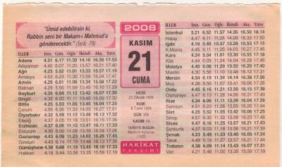 21 Kasım 2008 Takvim Yaprağı EFM(N)3905 - 2