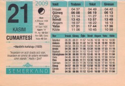 21 Kasım 2009 Takvim Yaprağı EFM(N)3845 - 1