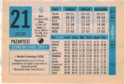 21 Kasım 2011 Takvim Yaprağı EFM(N)1370 - 1