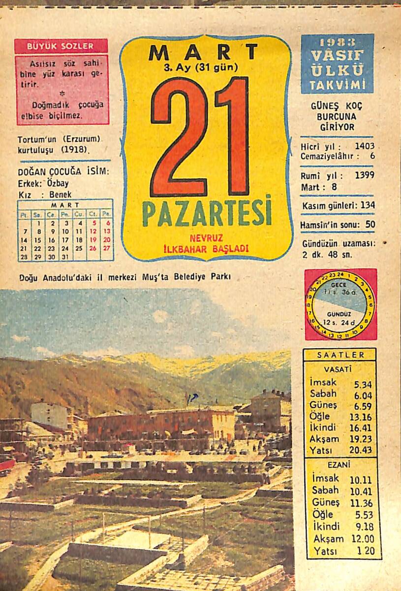 21 Mart 1983 Takvim Yaprağı - Doğum Günü Hediyesi EFMN15030 - 1