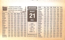 21 Mart 2006 Takvim Yaprağı - Doğum Günü Hediyesi EFMN13237 - Gökçekoleksiyon