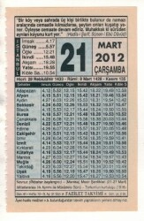 21 Mart 2012 Takvim Yaprağı EFM(N)1891 - 3