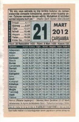21 Mart 2012 Takvim Yaprağı EFM(N)1891 - 3
