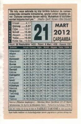 21 Mart 2012 Takvim Yaprağı EFM(N)1891 - 1