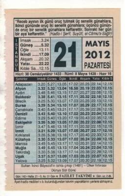 21 Mayıs 2012 Takvim Yaprağı EFM(N)1952 - 2