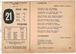 21 Nisan 1960 Ajans Türk Takvim Yaprağı (Şiirli Saatli) EFM(N)1578 - 4