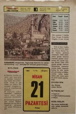 21 Nisan 1980 Takvim Yaprağı - Doğum Günü Hediyesi EFM(N)8405 - 2