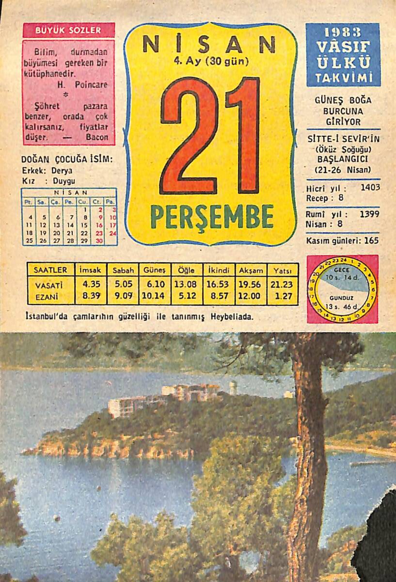 21 Nisan 1983 Takvim Yaprağı - Doğum Günü Hediyesi EFMN15139 - 1