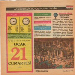 21 Ocak 1984 Takvim Yaprağı EFM(N)4636 - Gökçekoleksiyon
