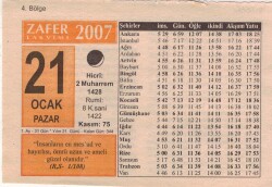 21 Ocak 2007 Takvim Yaprağı EFM(N)5108 - Gökçekoleksiyon