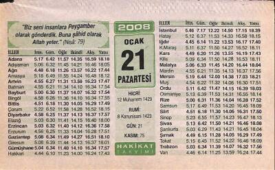 21 Ocak 2008 Takvim Yaprağı - Doğum Günü Hediyesi EFM(N)7487 - 1