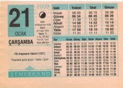 21 Ocak 2009 Takvim Yaprağı EFM(N)4977 - Gökçekoleksiyon