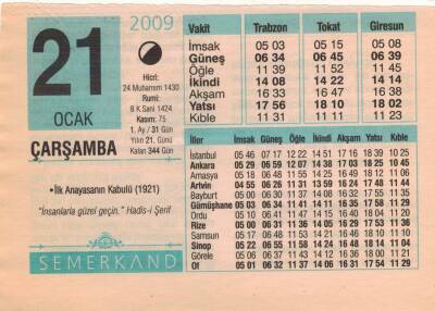 21 Ocak 2009 Takvim Yaprağı EFM(N)4977 - 1