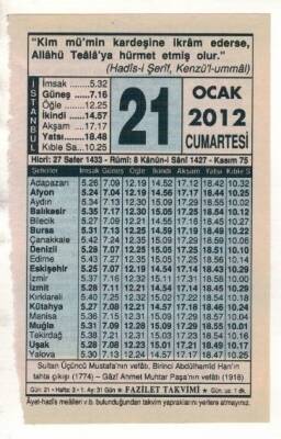 21 Ocak 2012 Takvim Yaprağı EFM(N)1831 - 1