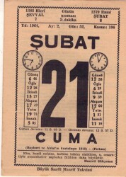 21 Şubat 1964 Takvim Yaprağı EFM(N)5728 - 1