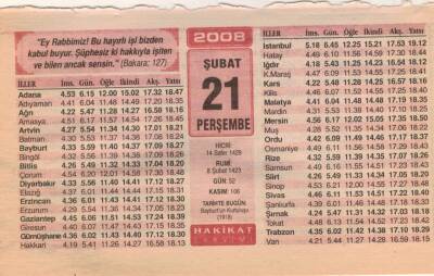 21 Şubat 2008 Takvim Yaprağı EFM(N)5568 - 3