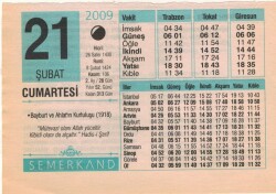 21 Şubat 2009 Takvim Yaprağı EFM(N)5626 - Gökçekoleksiyon