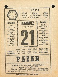 21 Temmuz 1974 Takvim Yaprağı - Doğum Günü Hediyesi EFM(N)12110 - Gökçekoleksiyon