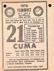 21 Temmuz 1978 Takvim Yaprağı - Doğum Günü Hediyesi EFMN15432 - Gökçekoleksiyon