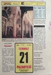 21 Temmuz 1980 Takvim Yaprağı - Doğum Günü Hediyesi EFM(N)9407 - Gökçekoleksiyon