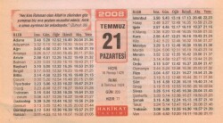 21 Temmuz 2008 Takvim Yaprağı EFM(N)2089 - Gökçekoleksiyon