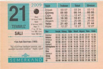 21 Temmuz 2009 Takvim Yaprağı EFM(N)2090 - 1