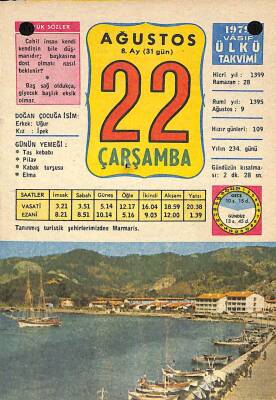 22 Ağustos 1979 Takvim Yaprağı - Doğum Günü Hediyesi EFM(N)10209 - 1