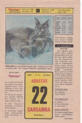 22 Ağustos 1979 Takvim Yaprağı -Doğum Günü Hediyesi EFM(N)6303 - Gökçekoleksiyon