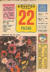 22 Ağustos 1982 Takvim Yaprağı - Doğum Günü Hediyesi EFM(N)9231 - Gökçekoleksiyon