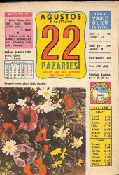 22 Ağustos 1983 Takvim Yaprağı - Doğum Günü Hediyesi EFM(N)9078 - Gökçekoleksiyon