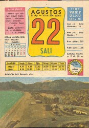 22 Ağustos 1989 Takvim Yaprağı - Doğum Günü Hediyesi EFM(N)9546 - Gökçekoleksiyon
