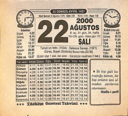 22 Ağustos 2000 Takvim Yaprağı - Doğum Günü Hediyesi EFMN14269 - Gökçekoleksiyon