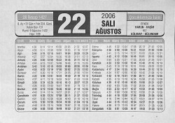 22 Ağustos 2006 Takvim Yaprağı - Doğum Günü Hediyesi EFMN14169 - Gökçekoleksiyon