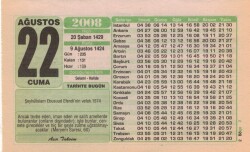 22 Ağustos 2008 Takvim Yaprağı EFM(N)2471 - 3