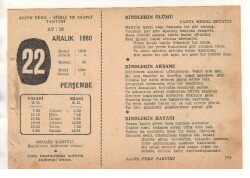 22 Aralık 1960 Ajans Türk Takvim Yaprağı (Şiirli Saatli) EFM(N) 1816 - 4
