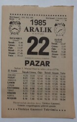 22 Aralık 1985 Takvim Yaprağı - Doğum Günü Hediyesi EFM(N)6867 - Gökçekoleksiyon