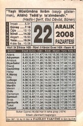 22 Aralık 2008 Takvim Yaprağı - Doğum Günü Hediyesi EFMN15311 - Gökçekoleksiyon