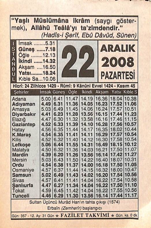 22 Aralık 2008 Takvim Yaprağı - Doğum Günü Hediyesi EFMN15311 - 1