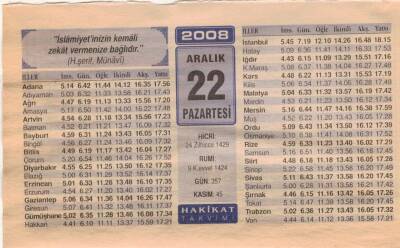 22 Aralık 2008 Takvim Yaprağı EFM(N)4457 - 2