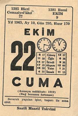 22 Ekim 1965 Takvim Yaprağı - Doğum Günü Hediyesi EFM(N)11189 - 1