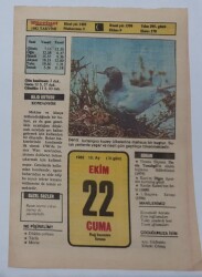 22 Ekim 1982 Takvim Yaprağı - Doğum Günü Hediyesi EFM(N)6997 - Gökçekoleksiyon