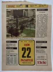 22 Ekim 1984 Takvim Yaprağı - Doğum Günü Hediyesi EFM(N)7294 - Gökçekoleksiyon