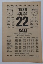 22 Ekim 1985 Takvim Yaprağı - Doğum Günü Hediyesi EFM(N)6667 - Gökçekoleksiyon
