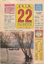 22 Ekim 1990 Takvim Yaprağı - Doğum Günü Hediyesi EFM(N)12433 - Gökçekoleksiyon