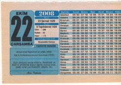 22 Ekim 2008 Takvim Yaprağı EFM(N)3270 - 3