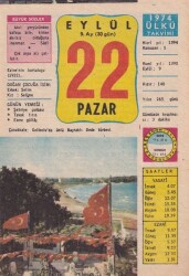22 Eylül 1974 Takvim Yaprağı -Doğum Günü Hediyesi EFM(N)6392 - Gökçekoleksiyon