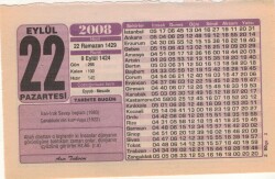22 Eylül 2008 Takvim Yaprağı EFM(N)2962 - 1