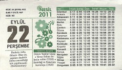 22 Eylül 2011 Takvim Yaprağı - Doğum Günü Hediyesi EFMN14368 - Gökçekoleksiyon