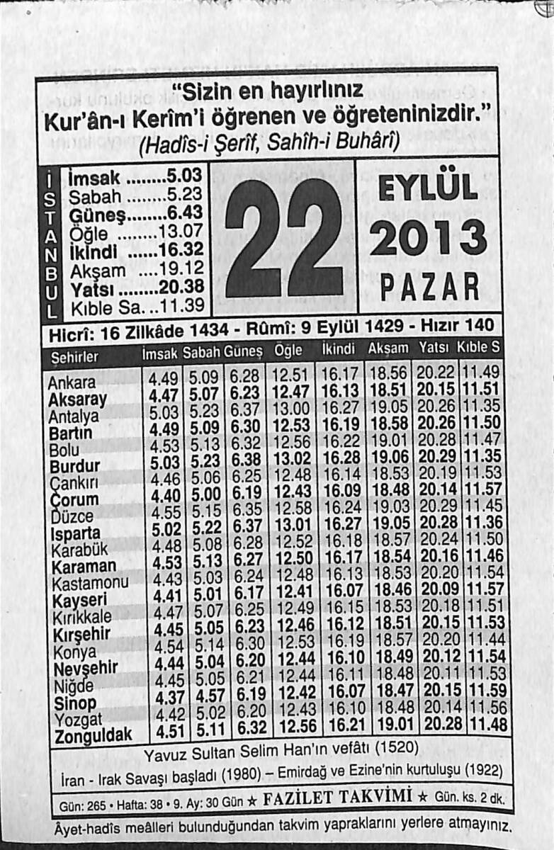 22 Eylül 2013 Takvim Yaprağı - Doğum Günü Hediyesi EFMN13590 - 1